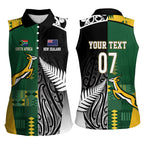 Custom Rugby South Africa New Zealand Greatest Rivals Women Sleeveless Polo Shirt Tribal Motifs