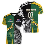 Custom Rugby South Africa New Zealand Greatest Rivals Women V-Neck T-Shirt Tribal Motifs