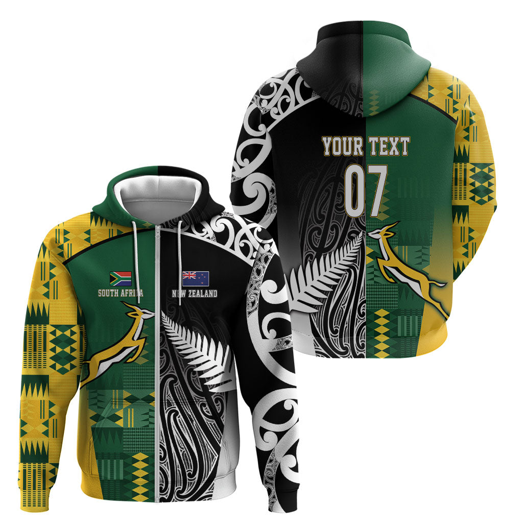 Custom Rugby South Africa New Zealand Greatest Rivals Zip Hoodie Tribal Motifs
