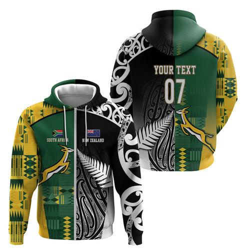 Custom Rugby South Africa New Zealand Greatest Rivals Zip Hoodie Tribal Motifs