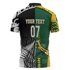 Custom Rugby South Africa New Zealand Greatest Rivals Zipper Polo Shirt Tribal Motifs