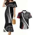 Aotearoa Maori Rugby Custom Couples Matching Mermaid Dress and Hawaiian Shirt Kapa O Pango