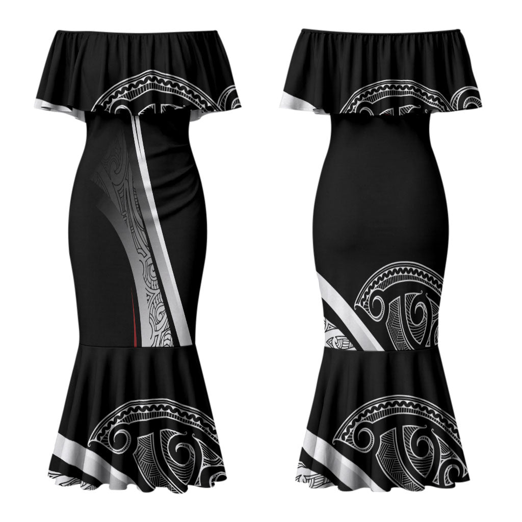 Aotearoa Maori Rugby Custom Couples Matching Mermaid Dress and Hawaiian Shirt Kapa O Pango