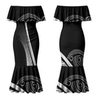 Aotearoa Maori Rugby Custom Couples Matching Mermaid Dress and Hawaiian Shirt Kapa O Pango