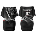 Aotearoa Maori Rugby Custom Couples Matching Off Shoulder Short Dress and Hawaiian Shirt Kapa O Pango