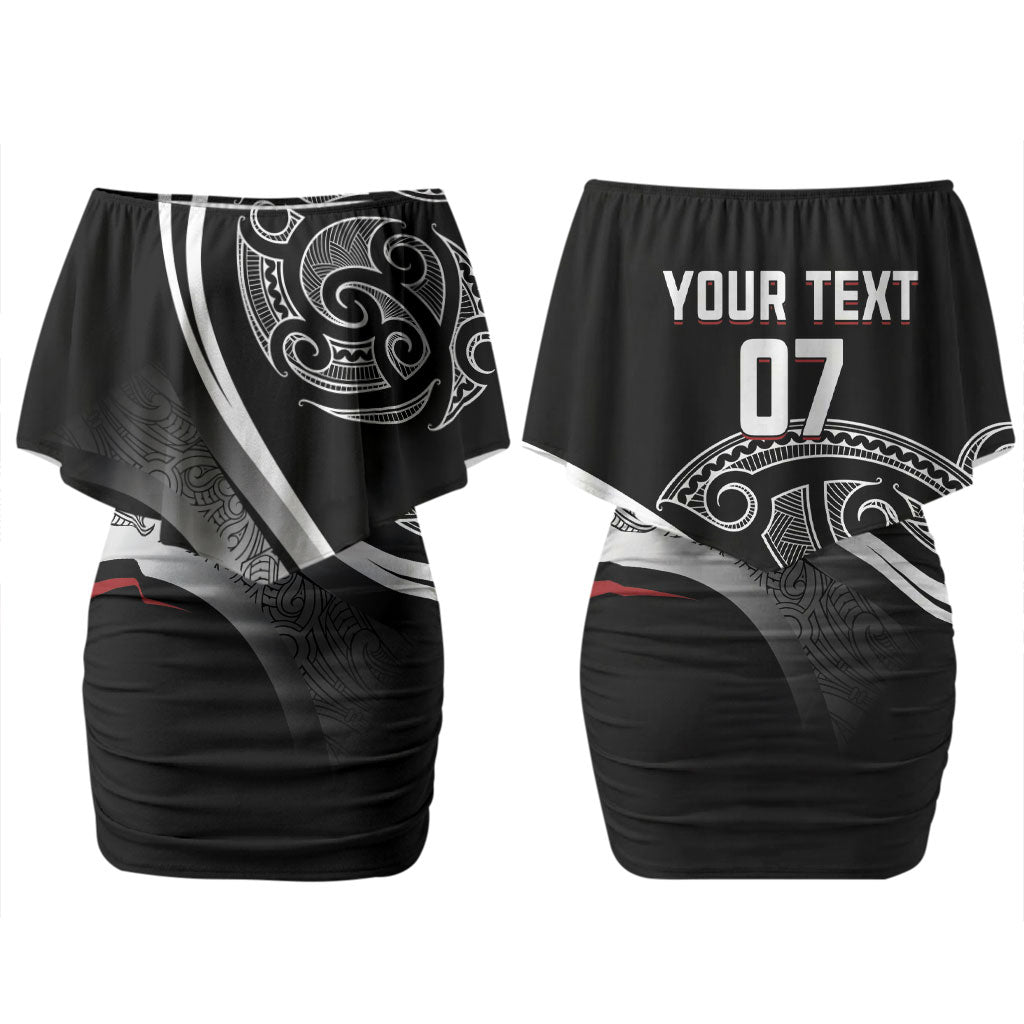 Aotearoa Maori Rugby Custom Couples Matching Off Shoulder Short Dress and Hawaiian Shirt Kapa O Pango
