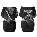 Aotearoa Maori Rugby Custom Couples Matching Off Shoulder Short Dress and Long Sleeve Button Shirt Kapa O Pango