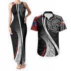 Aotearoa Maori Rugby Custom Couples Matching Tank Maxi Dress and Hawaiian Shirt Kapa O Pango