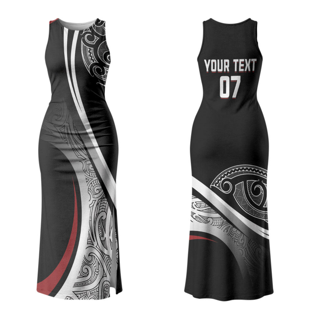 Aotearoa Maori Rugby Custom Couples Matching Tank Maxi Dress and Hawaiian Shirt Kapa O Pango