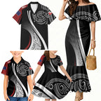 Aotearoa Maori Rugby Custom Family Matching Mermaid Dress and Hawaiian Shirt Kapa O Pango