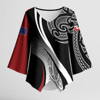 Aotearoa Maori Rugby Custom Kimono Sleeve Blouse Kapa O Pango