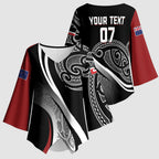 Aotearoa Maori Rugby Custom Kimono Sleeve Blouse Kapa O Pango