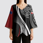 Aotearoa Maori Rugby Custom Kimono Sleeve Blouse Kapa O Pango