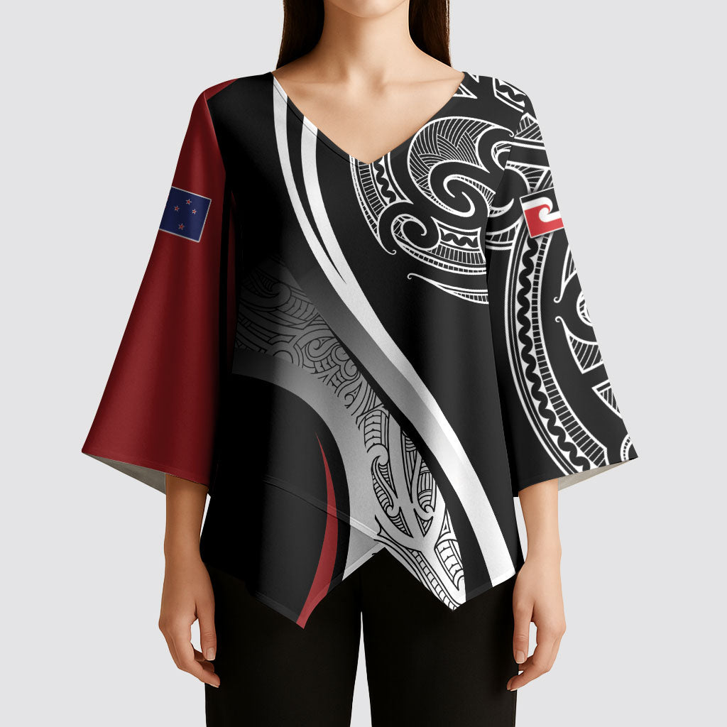 Aotearoa Maori Rugby Custom Kimono Sleeve Blouse Kapa O Pango
