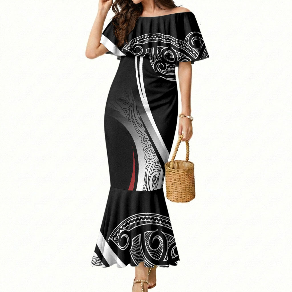 Aotearoa Maori Rugby Custom Mermaid Dress Kapa O Pango
