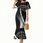 Aotearoa Maori Rugby Custom Mermaid Dress Kapa O Pango