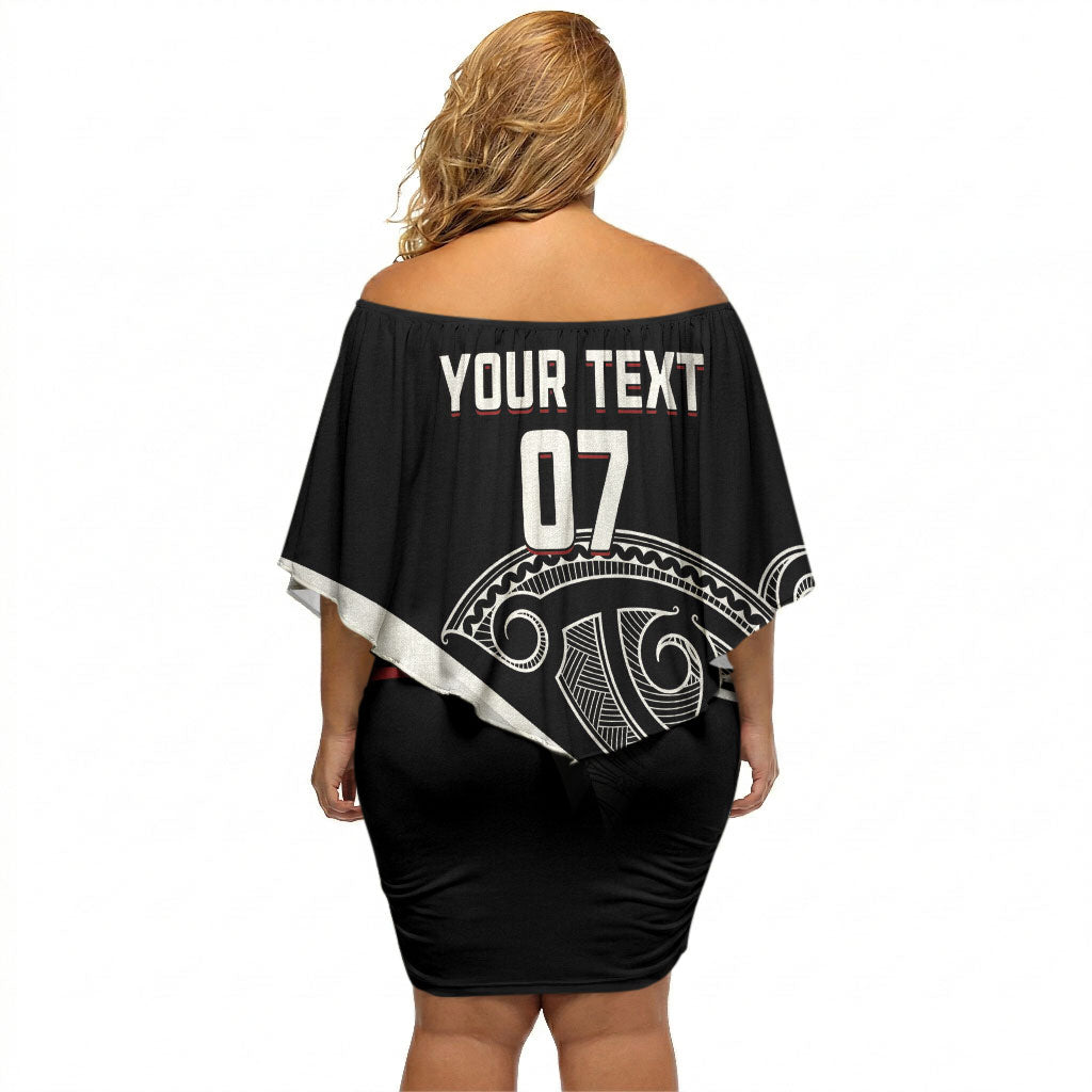 Aotearoa Maori Rugby Custom Off Shoulder Short Dress Kapa O Pango