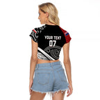 Aotearoa Maori Rugby Custom Raglan Cropped T Shirt Kapa O Pango