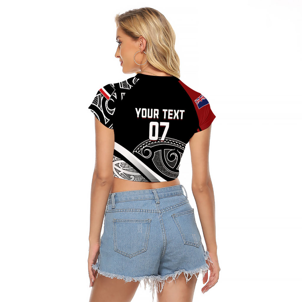 Aotearoa Maori Rugby Custom Raglan Cropped T Shirt Kapa O Pango