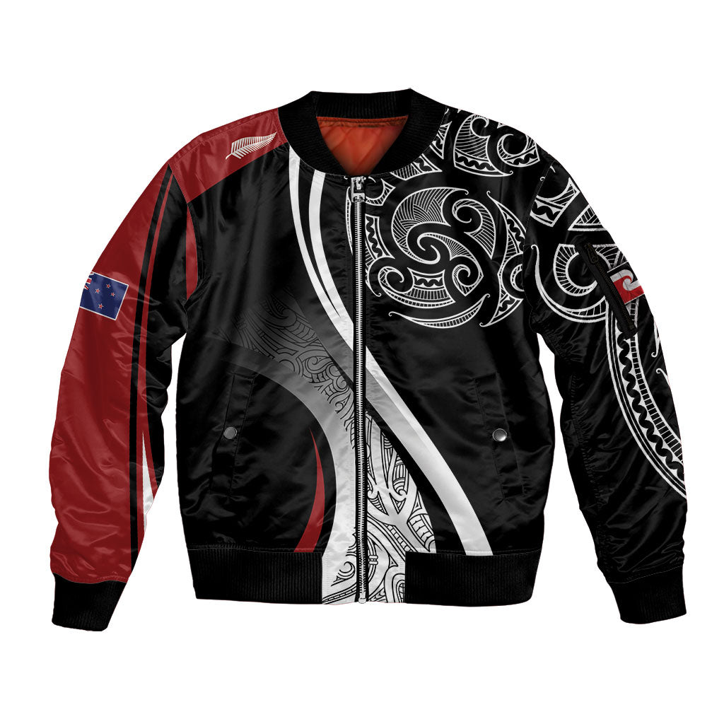 Aotearoa Maori Rugby Custom Sleeve Zip Bomber Jacket Kapa O Pango