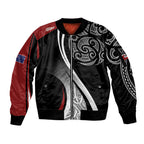 Aotearoa Maori Rugby Custom Sleeve Zip Bomber Jacket Kapa O Pango