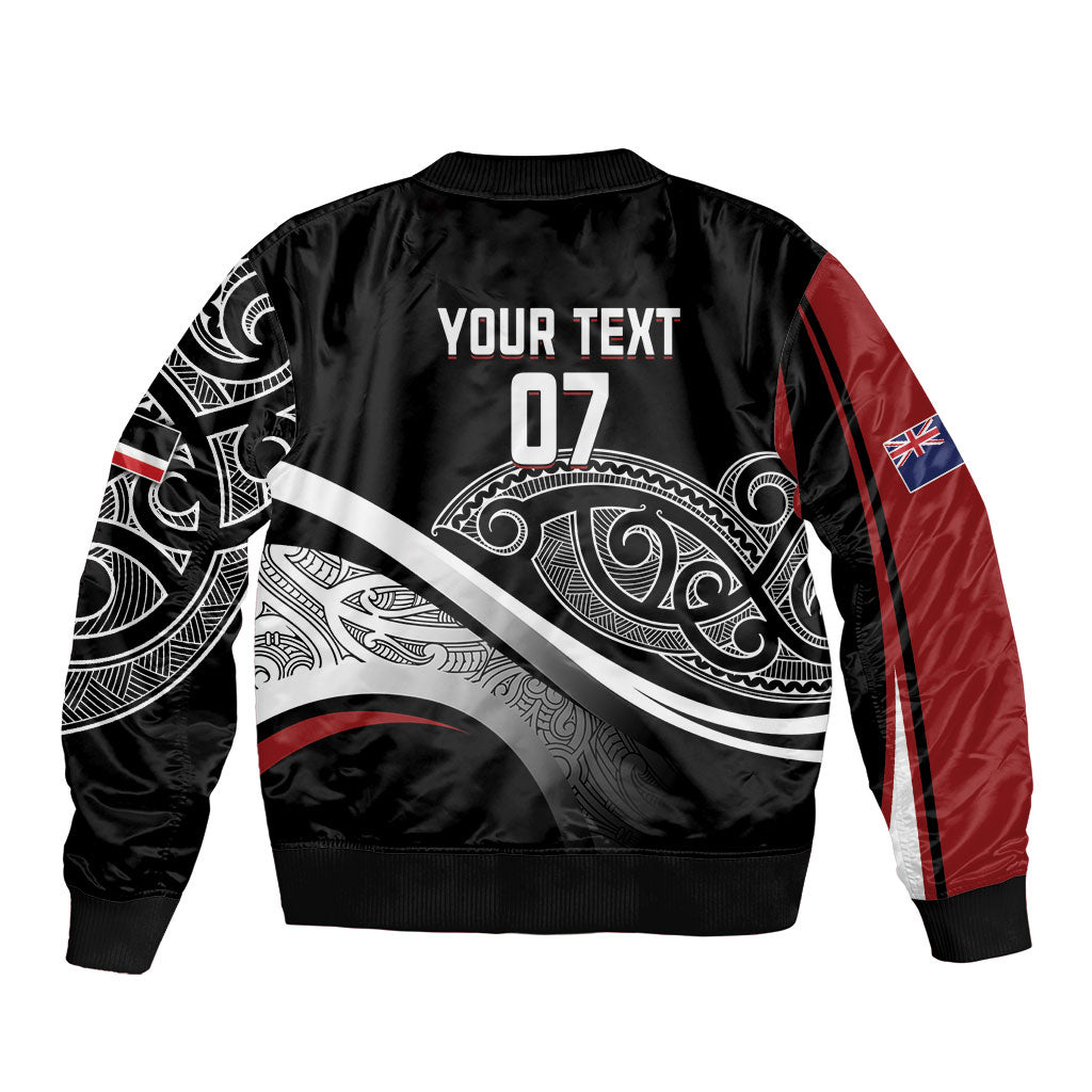 Aotearoa Maori Rugby Custom Sleeve Zip Bomber Jacket Kapa O Pango