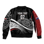 Aotearoa Maori Rugby Custom Sleeve Zip Bomber Jacket Kapa O Pango