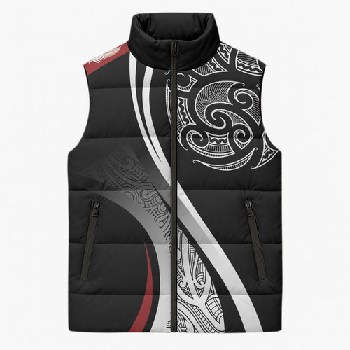 Aotearoa Maori Rugby Custom Sleeveless Puffer Jacket Kapa O Pango