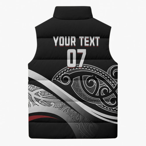 Aotearoa Maori Rugby Custom Sleeveless Puffer Jacket Kapa O Pango