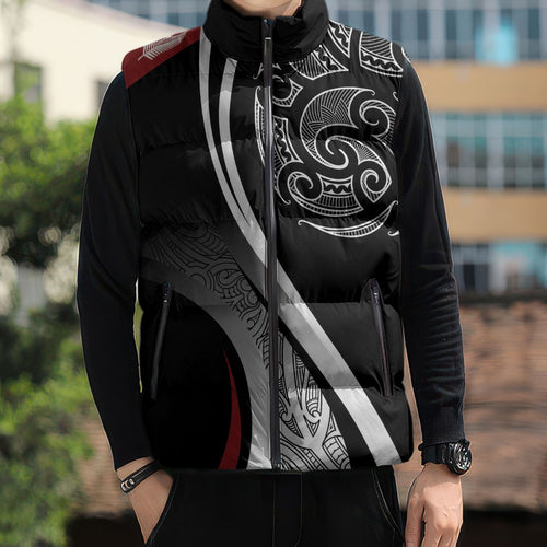 Aotearoa Maori Rugby Custom Sleeveless Puffer Jacket Kapa O Pango