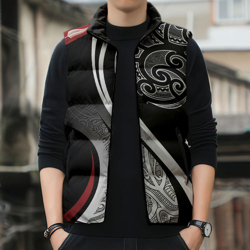 Aotearoa Maori Rugby Custom Sleeveless Puffer Jacket Kapa O Pango