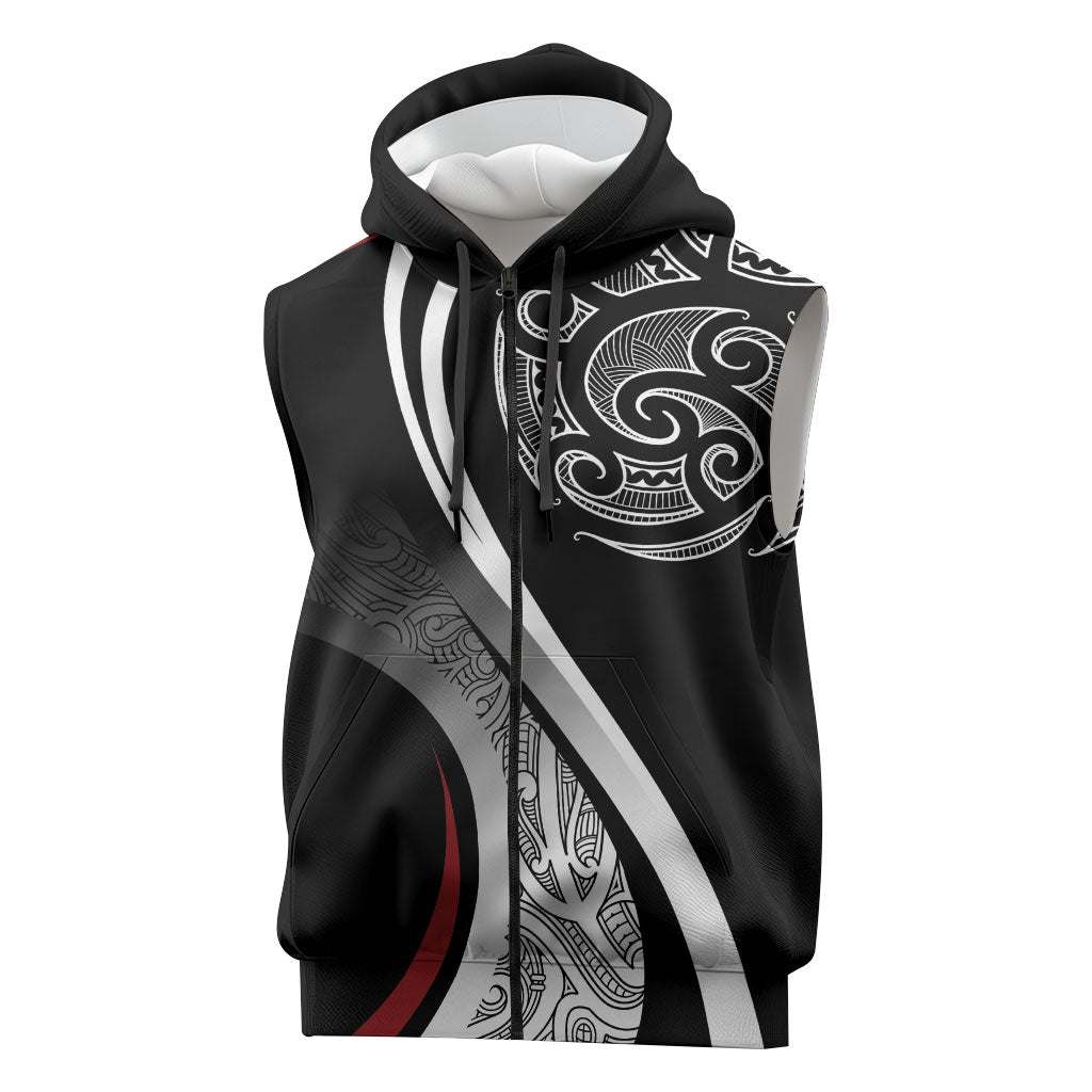 Aotearoa Maori Rugby Custom Sleeveless Zip Hoodie Kapa O Pango