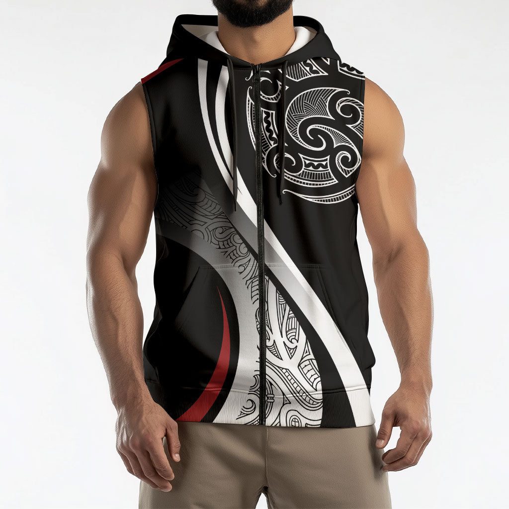 Aotearoa Maori Rugby Custom Sleeveless Zip Hoodie Kapa O Pango