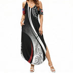 Aotearoa Maori Rugby Custom Summer Maxi Dress Kapa O Pango