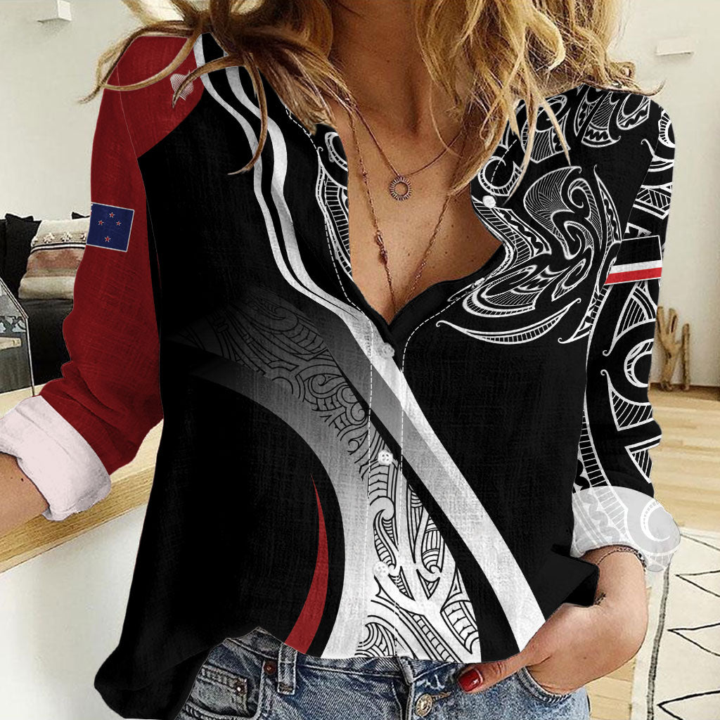 Aotearoa Maori Rugby Custom Women Casual Shirt Kapa O Pango