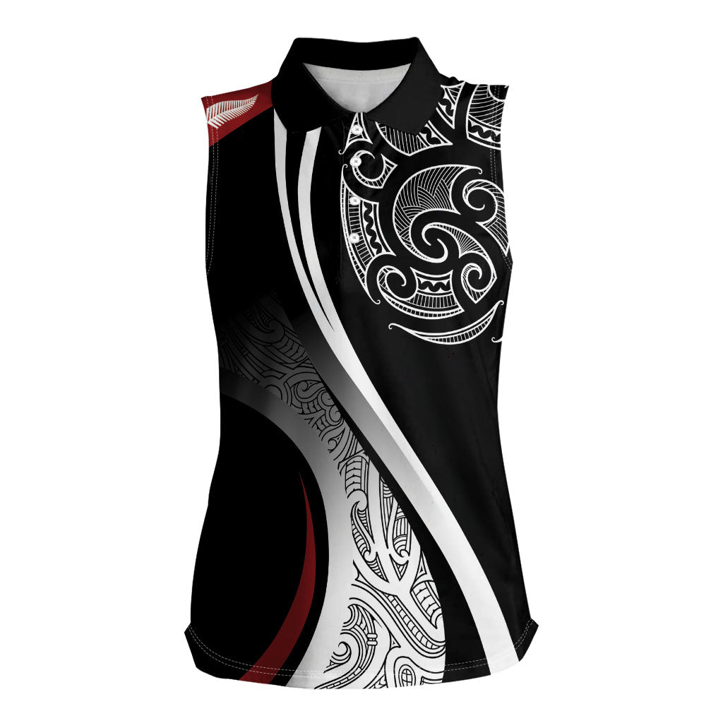 Aotearoa Maori Rugby Custom Women Sleeveless Polo Shirt Kapa O Pango