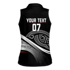 Aotearoa Maori Rugby Custom Women Sleeveless Polo Shirt Kapa O Pango