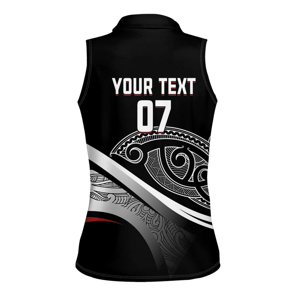Aotearoa Maori Rugby Custom Women Sleeveless Polo Shirt Kapa O Pango