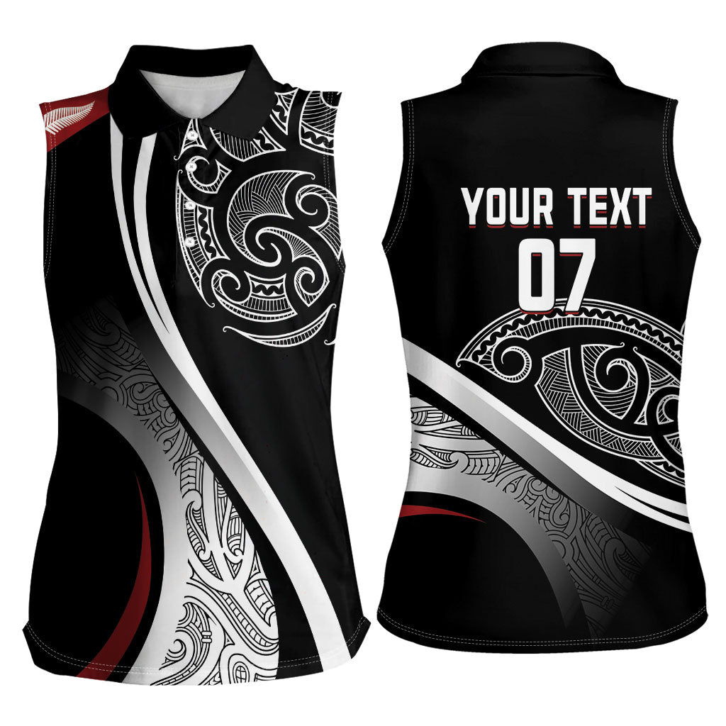 Aotearoa Maori Rugby Custom Women Sleeveless Polo Shirt Kapa O Pango