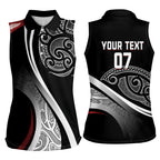 Aotearoa Maori Rugby Custom Women Sleeveless Polo Shirt Kapa O Pango