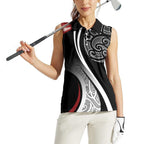 Aotearoa Maori Rugby Custom Women Sleeveless Polo Shirt Kapa O Pango