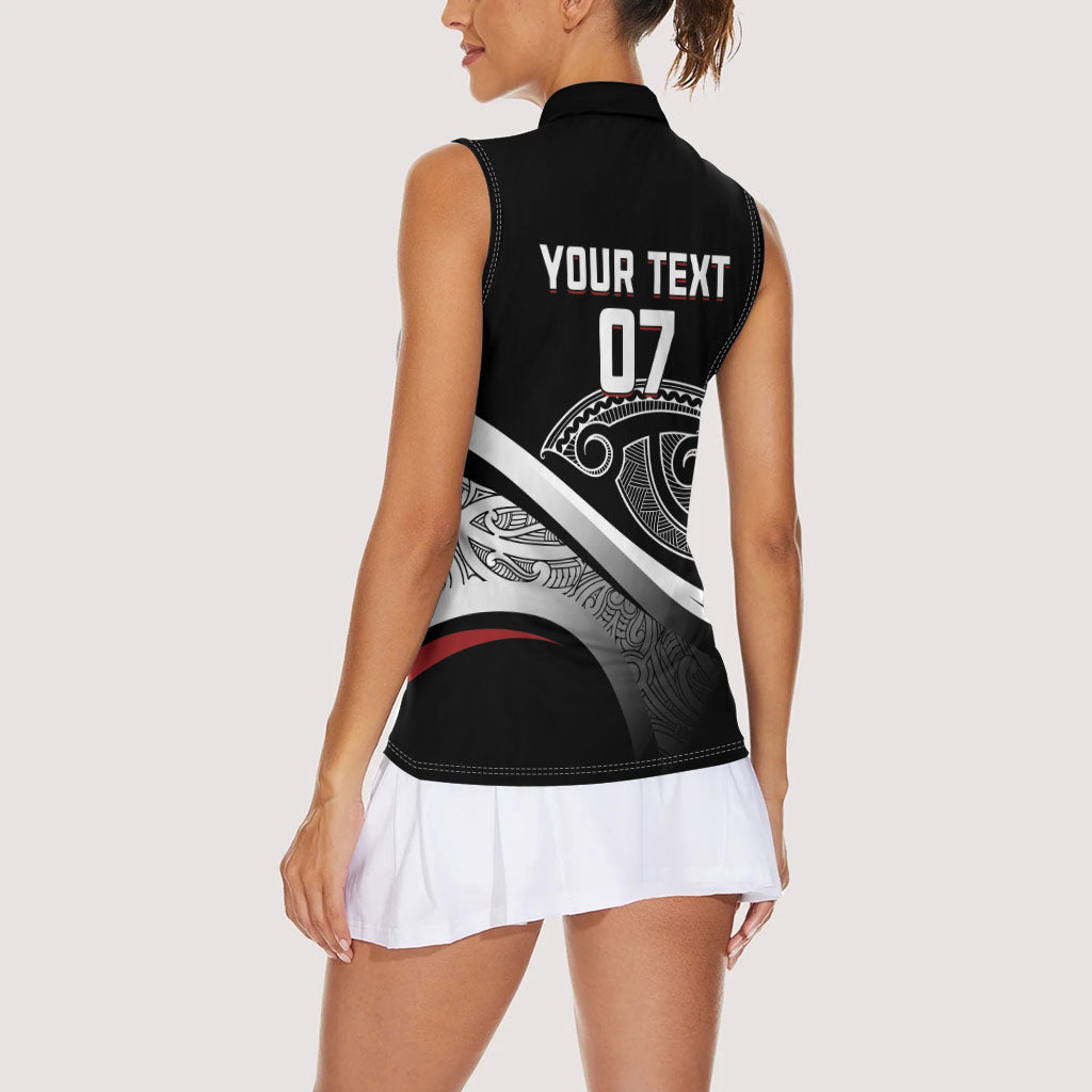 Aotearoa Maori Rugby Custom Women Sleeveless Polo Shirt Kapa O Pango