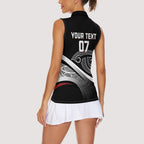 Aotearoa Maori Rugby Custom Women Sleeveless Polo Shirt Kapa O Pango