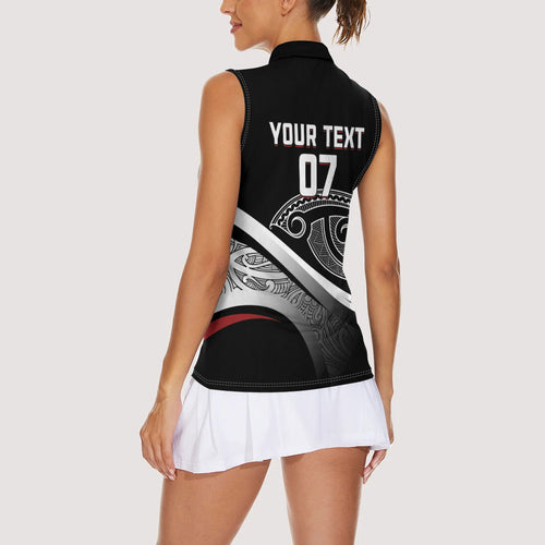 Aotearoa Maori Rugby Custom Women Sleeveless Polo Shirt Kapa O Pango