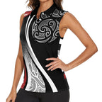 Aotearoa Maori Rugby Custom Women Sleeveless Polo Shirt Kapa O Pango
