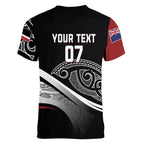 Aotearoa Maori Rugby Custom Women V-Neck T-Shirt Kapa O Pango