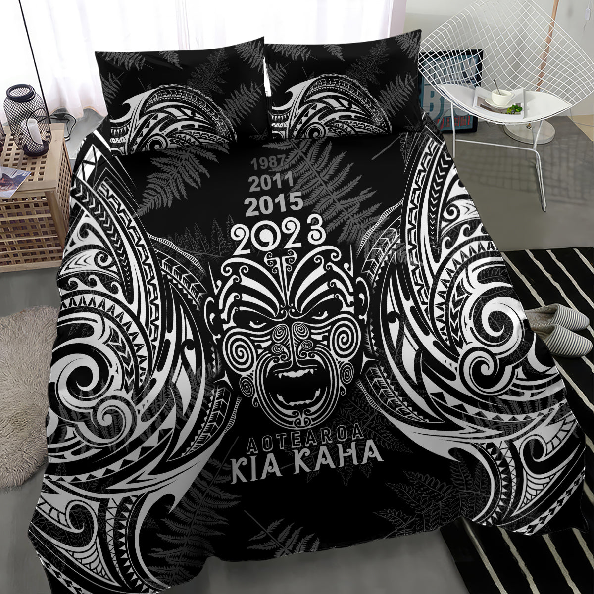 custom-new-zealand-rugby-bedding-set-2023-world-cup-aotearoa-haka-face
