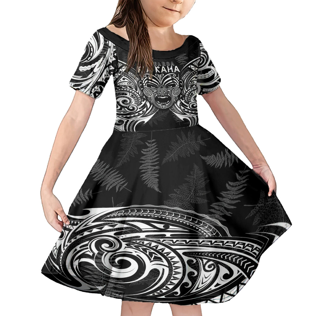 custom-new-zealand-rugby-kid-short-sleeve-dress-2023-world-cup-aotearoa-haka-face