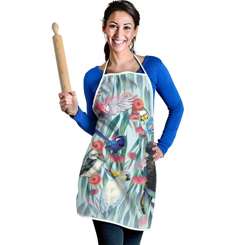National Bird Week - Aussie Birds on Eucalyptus Apron Sky Blue