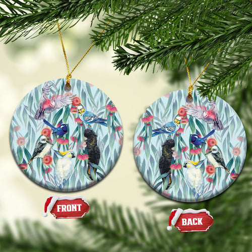 National Bird Week - Aussie Birds on Eucalyptus Ceramic Ornament Sky Blue